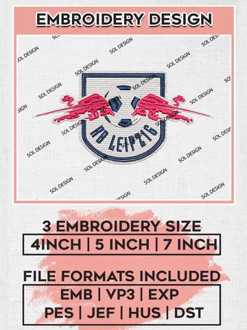 RB Leipzig Embroidery Design, Bundesliga Logo Embroidery, Bundesliga RB Leipzig Machine Embroidery, Machine Embroidery Design $6.99