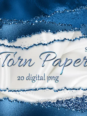 Glam Edges; Glam Digital Borders; Glitter Torn Paper; Glam Ripped Edged; Commercial Use; Glam Wavy Borders; Navy Blue Torn paper clip art