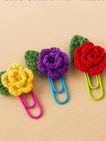 Micro Crochet Rose Paper Clip Bookmark, Cute Floral Planner Accessories, Perfect Gift for Book Lovers and Journal Enthusiasts $2.96