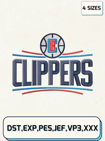LA Clippers Logos Embroidery Design Files,NBA Logos Embroidery Designs,Machine Embroidery Files,4 Sizes $4.99
