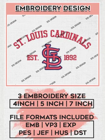 MLB St Louis Cardinals Team Est Logo Embroidery Design, MLB Team Embroidery files, St Louis Cardinals Baseball Team, Cardinals Team, Digital Download $6.99