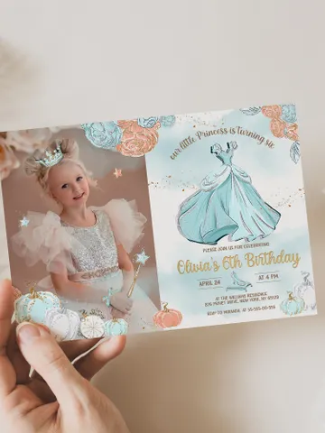 DIY Cinderella Birthday Invitation; Girl Birthday Princess; Princess Cinderella Royal Ball;Editable Template; Girl Invitation Birthday Party $12.78