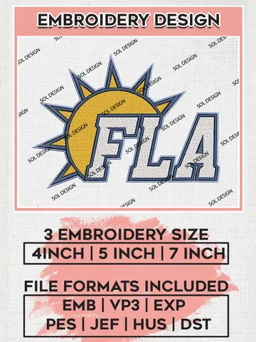NHL Florida Panthers Hockey Team FLA Logo Embroidery Design, NHL Florida Panthers Logo Embroidery Files, Hockey Team Machine Embroidery, Machine Embroidery Design