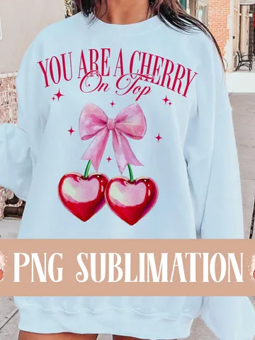 Cherry Valentines Sublimation Shirt png, Valentines png, Pink Bow png, Coquette Valentines png, Soft girl era png, Social Club png, Love png $12.50