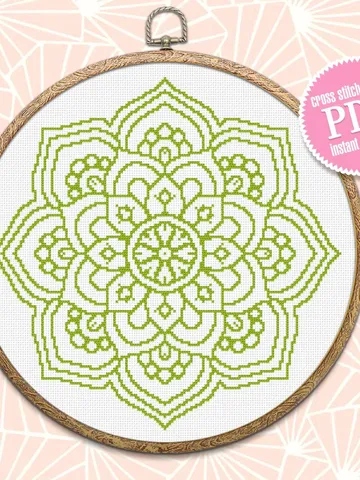 Mandala cross stitch pattern download PDF Flower mandala digital PDF Monochrome cross stitch chart Modern quick cross stitch counted #M46 $4.60