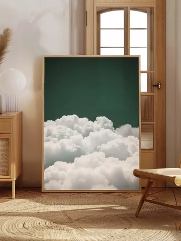 Emerald Green, Cloud Art Print: Minimalist, Bedroom Decor (Digital Download)