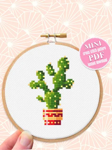 Cute cactus plant cross stitch pattern PDF download Small cross stitch chart, Cactus hand embroidery PDF, Potted plants, DIY Home decor #P22 $1.80