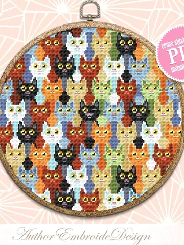Funny cats cross stitch pattern PDF download Cat sampler cross stitch chart, Cat embroidery PDF, Cute kitten design, Cat lover gift #K15 $4.70