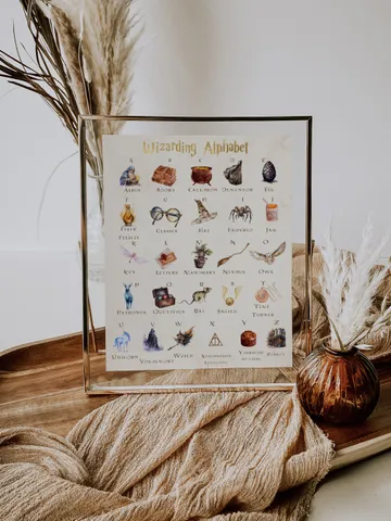 Wizarding Alphabet Poster; Magic School Nursery Printable; Wizarding World Nursery Decor Baby Gift; Nursery Wall art ABC; Instant Download $7.55