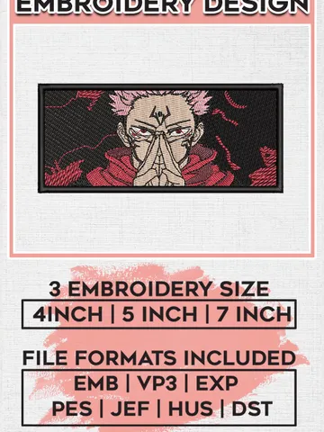 Sukuna embroidery design, Jujutsu kaisen embroidery, anime design, embroidery file, anime shirt, Digital download EMB_ANIME_80 $6.99