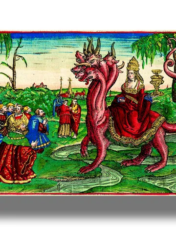 Earthly Kings worship a Whore of Babylon sitting on a Seven-Headed Beast. $21.00