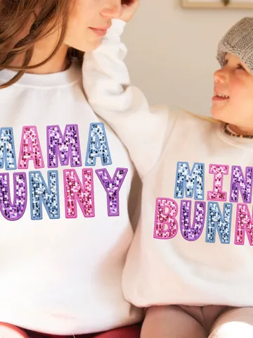 Trendy Easter Mama Mini, Bunny Vibes, Embroidery Faux Sequins, Easter Mama Png, Cute Easter Day Design, Trendy Easter, Bunny Sublimation $3.62