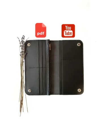 Pattern longer wallet - Pattern of a leather wallet - Download PDF. & video TUTORIAL $6.00