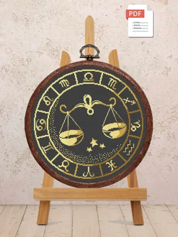 Libra Cross Stitch Pattern, Zodiac Cross Stitch, Embroidery Zodiac, Libra Pattern, Signs of the Zodiac Pattern, Modern Cross Stitch #zdc007 $4.00