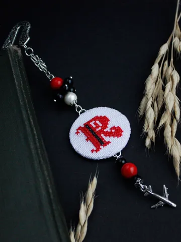 Handmade metal bookmark letter Gemstone personalized book mark for airplane lover with monogram Ukrainian souvenir gift bookworm initial