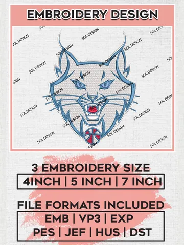 Minnesota Lynx Head Mascot Logo Embroidery Files, WNBA Minnesota Lynx Team Embroidery Designs, WNBA Basketball Teams, 3 sizes, Machine embroidery designs, Digital Download $6.99