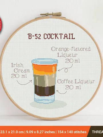 Cocktail B-52 Cross stitch pattern | Embroidery Pattern | Instant Download | Embroidery Designs $5.94