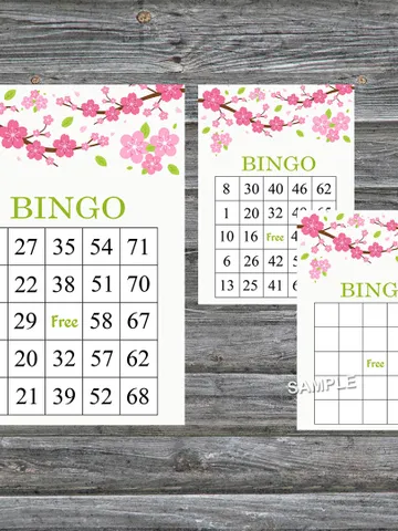 Sakura branch bingo game card,Floral bingo game card,Floral Printable Bingo,Flower themed bingo game,INSTANT DOWNLOAD123 $3.95