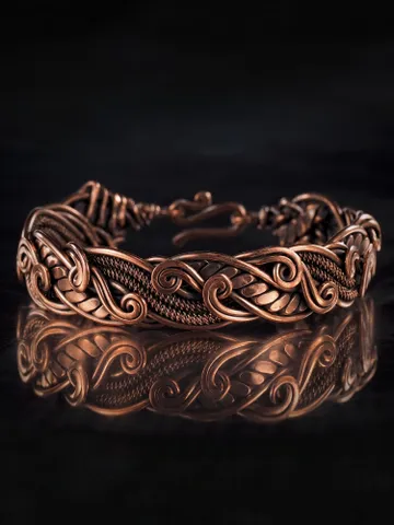 Copper wire wrapped bracelet for woman 7th Anniversary gift $70.00