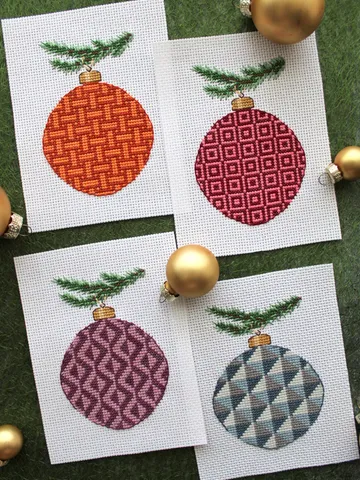 Set of 4 cross stitch patterns PDF Christmas balls $7.50