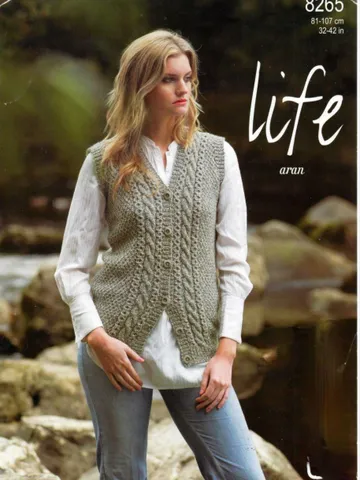 Vest waistcoat aran V-neck knitting pattern women sleeveless cardigan women ladies vest aran pattern $6.68