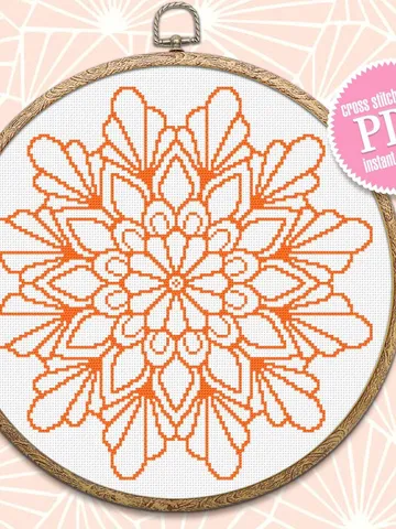 Mandala cross stitch pattern download PDF Quick cross stitch sampler Monochrome mandala pattern digital Floral ornament xstitch chart #M62 $4.60