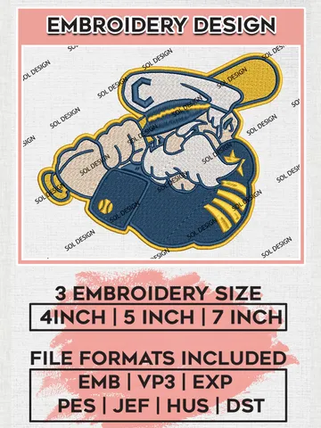 MiLB Lake County Captains Embroidery Design Files, MiLB Lake County Captains Logo, Minor League Baseball Logo Embroidery Designs, MiLB embroidery designs, Machine embroidery designs, Digital Download $6.99