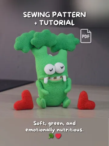 Plush Broccoli Toy Pattern – Fleece Softie PDF Tutorial $11.00