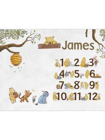 Personalized Milestone Blanket Winnie Pooh, Classic Winnie Pooh Milestone Blanket, Personalized Pooh Blanket, Hundred Acre Wood; wp00 $61.69
