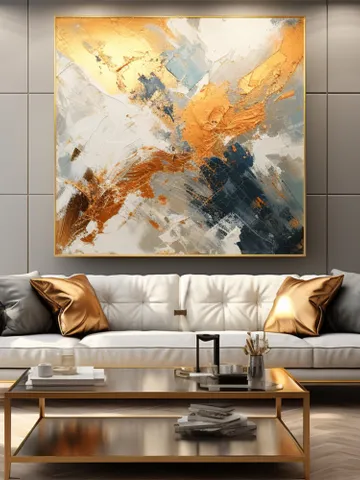 Original Gold foil Oil Painting On Canvans, Large Wall Art, Abstract Gold Painting Custom Painting Living room Wall Decor Painting For Hotel $101.13