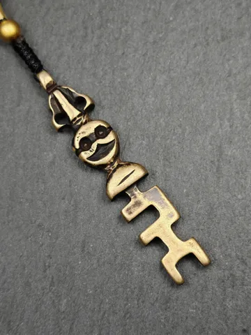 Antique Tibetan Amulet,The Key of Heart Pendant, Gandhanra Handmade Himalayan Style Pendant,Lucky Charm,Made of Lima Brass $69.99