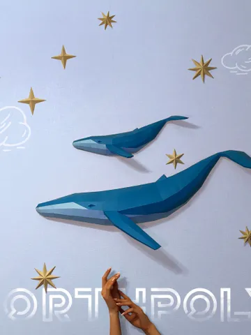 Papercraft Whales And Stars, Digital Template, PDF Download, Gurko, 3D Low Poly, Pepakura, DIY Origami Sculpture, Paper Decor, DIY Gift $18.00