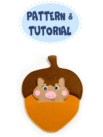 Boar in Acorn, PDF Pattern and Tutorial, SVG file $4.00