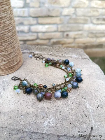 Handmade Bracelet with Indian Agate $46.00