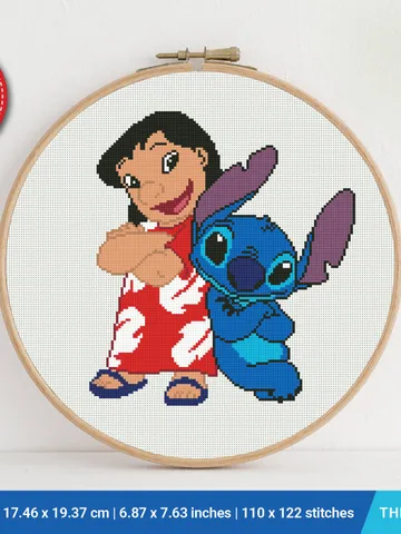 Lilo and Stitch Aloha cross stitch pattern, baby, Love Hawaii, Flower, nursery decor, counted, chart, gift DIY, embroidery, instant PDF $4.60