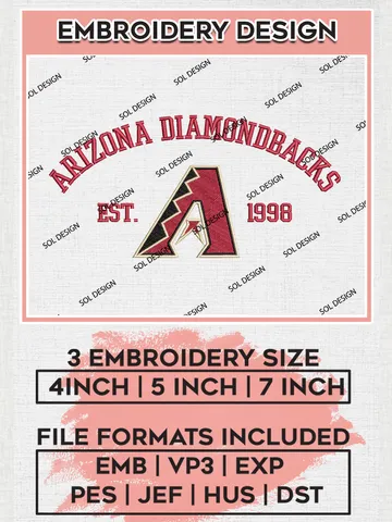 MLB Arizona Diamondbacks Team Est Logo Embroidery Design, MLB Team Embroidery files, Arizona Diamondbacks Baseball Team, Diamondbacks Team, Digital Download $6.99