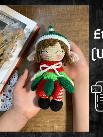 PDF Christmas Elf Doll, Christmas amigurumi pattern, Christmas ornament Elf, Christmas decoration Christmas crochet Amigurumi Christmas Doll $10.00