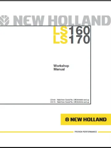 NEW HOLLAND LS160 LS170 SKID STEER LOADER MANUAL SERVICE REPAIR SHOP