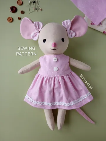 Mouse Doll Sewing Pattern (With Clothes) $10.90