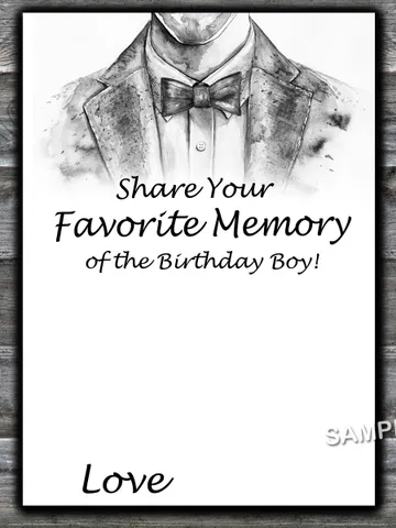 Bow Tie Favorite Memory of the Birthday Boy,Birthday Games for Him, Adult Birthday Games,Printable Birthday Games $1.75