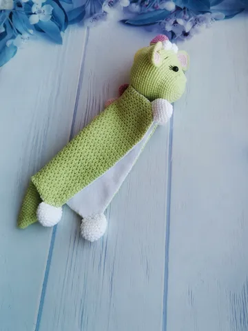 Baby Cotton Crocheted Comforter dinosaur, Crocheted dinosaur Toy $30.00