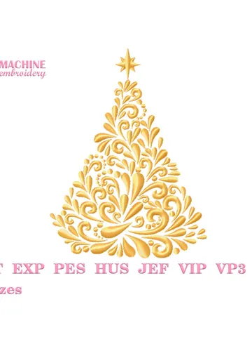 Christmas tree embroidery design, Christmas machine embroidery pattern 3 size, Embroidery files christmas ornaments instant download #R21 $4.25