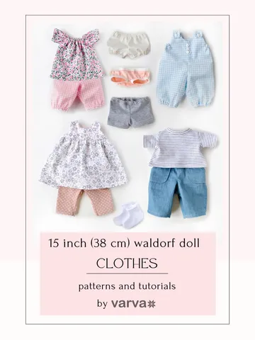 DIY clothes for Waldorf doll 15 inch (38 cm) tall. PDF sewing patterns and tutorial.