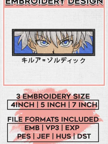 Killua Zoldyck Hunter Embroidery Designs, Hunter X Hunter Anime character Embroidery Files, Digital Download EMB_ANIME_232 $6.99