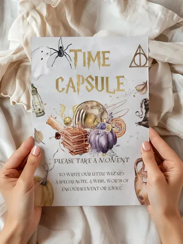 Time Capsule sign; Wizard Baby Shower; Magic School Baby Shower template; Wizard Party templates; Instant Download; a1 $7.55