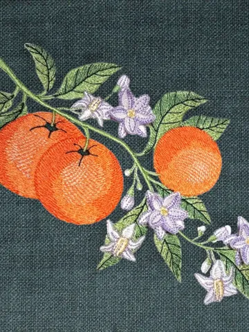 Tangerine branch with 3Dflowers machine embroidery design digital embroidery pattern floral embroidery motif flower embroidery clothing $6.93
