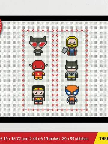 SuperHero 2 Bookmarks Bundle Cross stitch pattern | Embroidery Pattern | Instant Download | Embroidery Designs $4.14
