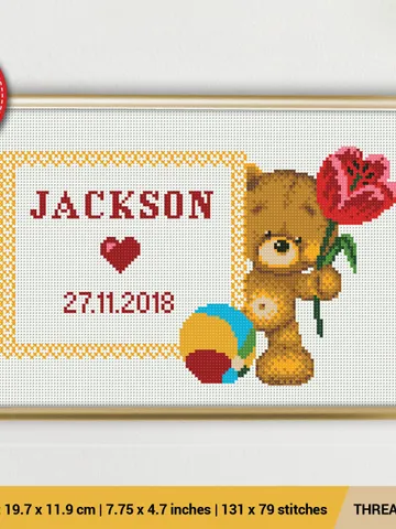 Teddy Bear Frame and Alphabet Cross stitch pattern | Embroidery Pattern | Instant Download | Embroidery Designs $5.94