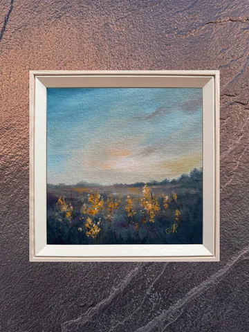 Field Oil Painting Meadow Wall Art Sunset Original Painting $62.87