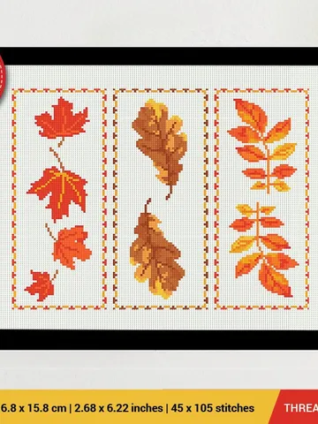 Autumn Leaves 3 Bookmarks Set Cross stitch pattern | Embroidery Pattern | Instant Download | Embroidery Designs $5.94